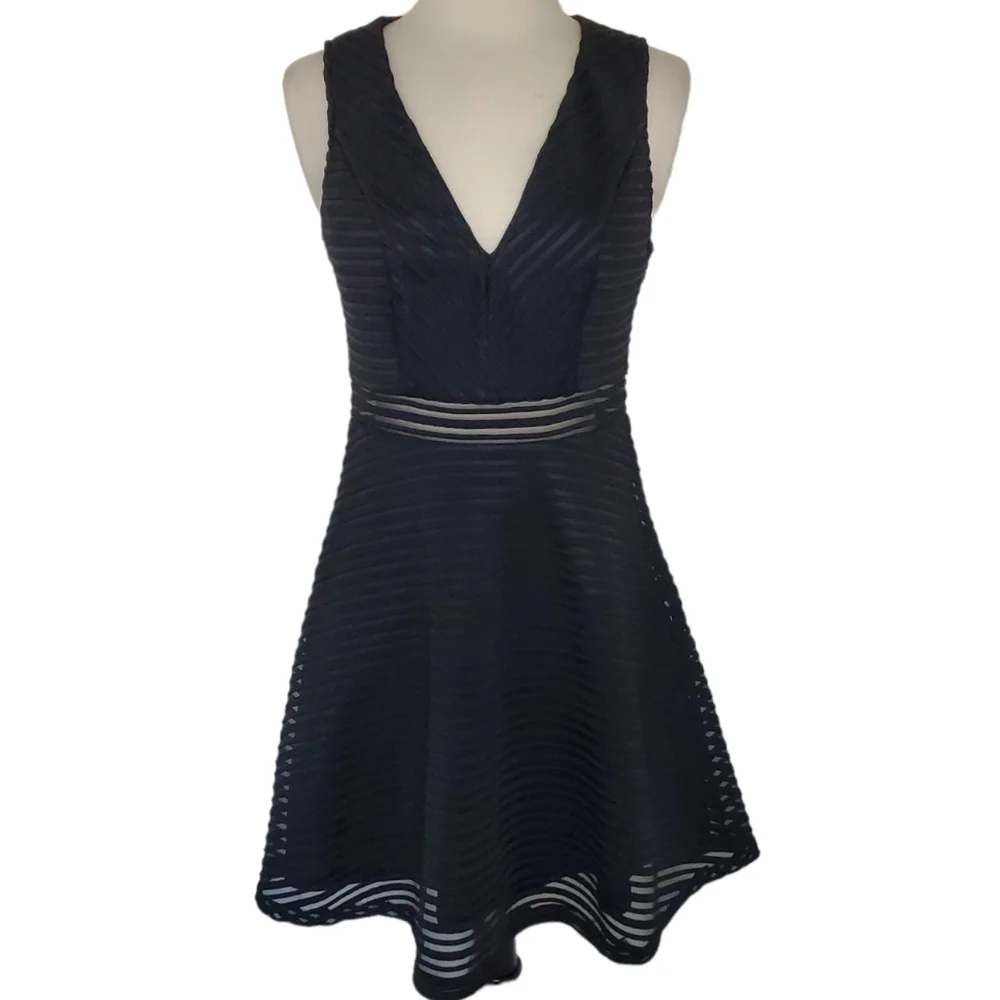 Lulus Dress Black Ribbed Sleeveless Flirty Fit and Flare Waist Detail Sz S - Picture 14 of 14